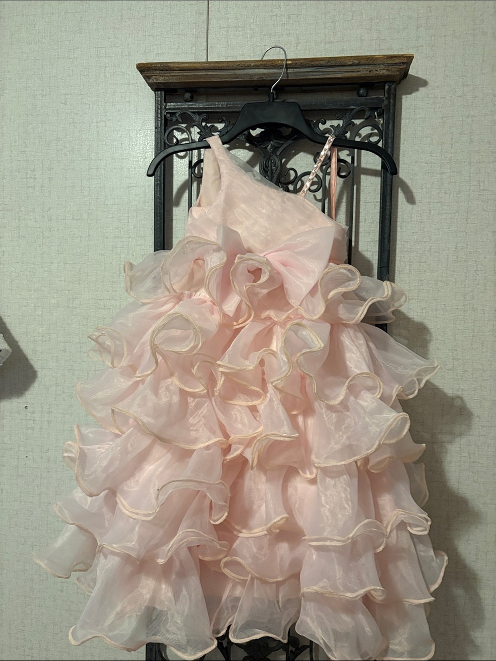 Blush Pink Ruffle Organza Party Dress for Girls